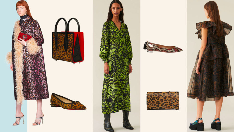 animal print dresses, slip ons, accessories