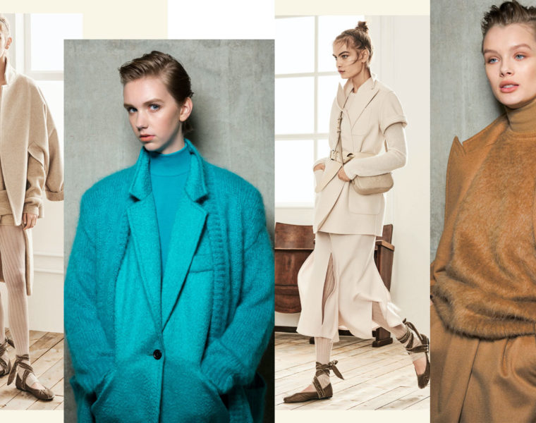 A Max Mara coat collage of model images