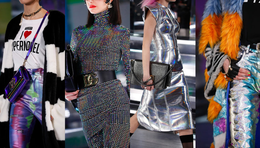 dolce and gabbana fall winter 2021 cyberpunk fashion glam rock runway presentation