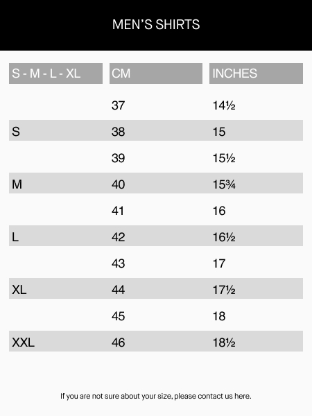 mens classic dress shirt size chart conversion