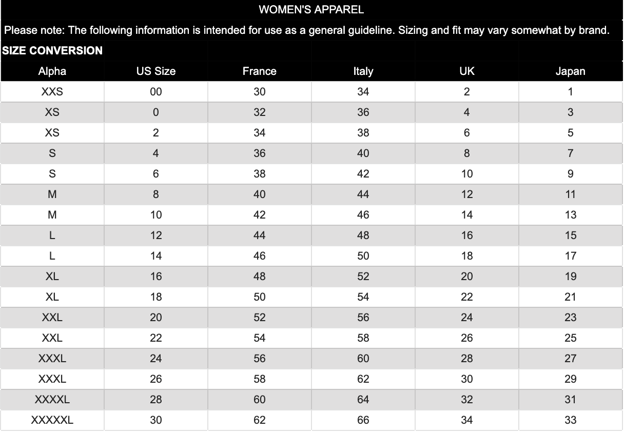 Balenciaga Size Chart