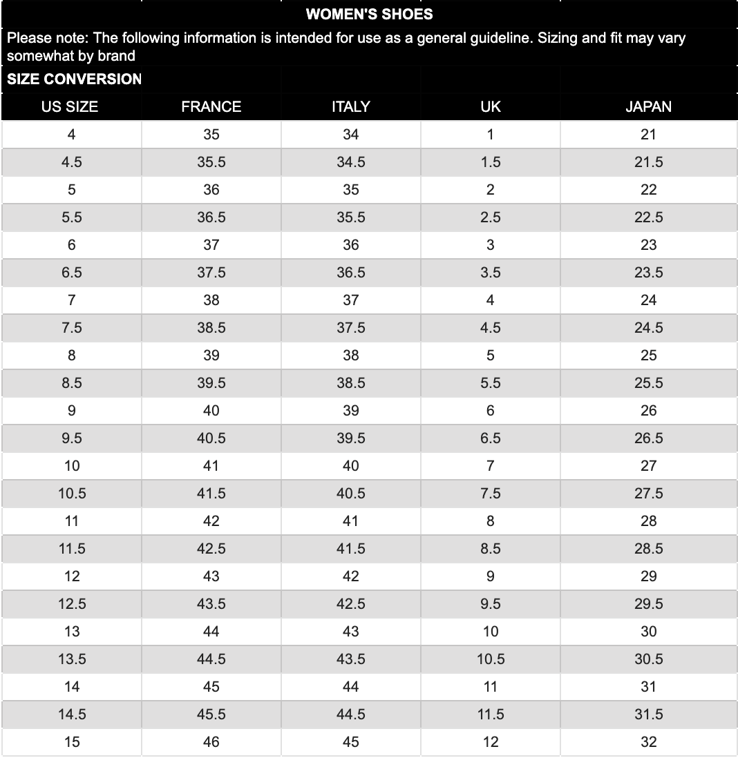 Gianvito Rossi Size Chart